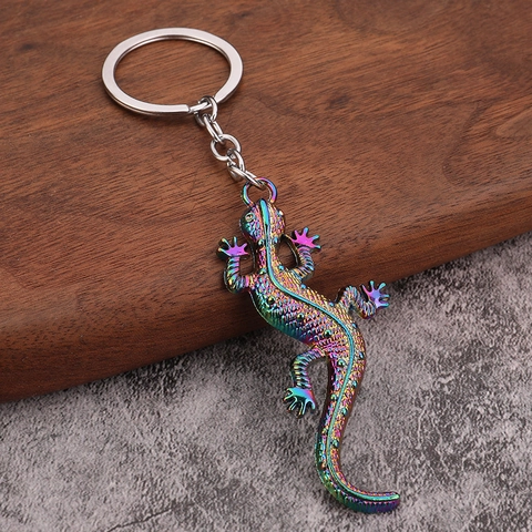 Gecko Keychain Metal Lizard Keyring Realistic Animal Pendant Vintage Zinc Alloy Car Bag Accessory For Men Women
