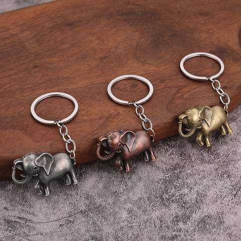 Portachiavi Elefante Vintage Metallo Lega Di Zinco Retro Animale Anello Chiave Pendente Per Zaino Regalo