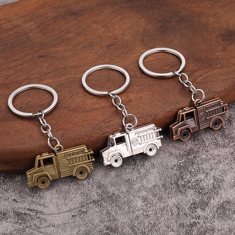 Feuerwehrauto Schlüsselanhänger Zinklegierung Metall Feuerwehrauto Schlüsselring Retro Industriestil Auto Anhänger Für Tasche