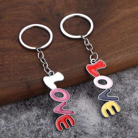 Love Letter Keychain Zinc Alloy Colorful Enamel Heart Pendant Creative Romantic Gift For Valentine Day Wedding Bag Charm