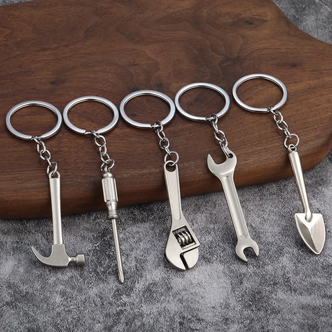 Portachiavi Per Utensili Hardware In Miniatura Lega Di Zinco Simulazione Chiave Martello Pinze Pendenti Argento Stile Industriale
