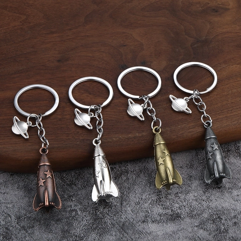 3D Rakete Weltraum Schlüsselanhänger Mit Saturn Planet Anhänger Zinklegierung Luftfahrt Modell Schlüsselring Für Auto Tasche Souvenir