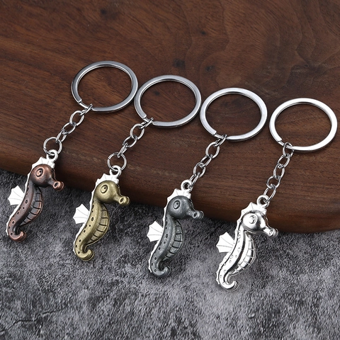 Portachiavi Cavalluccio Marino Vintage Lega Di Zinco Metallo Anello Chiave Ciondolo Animale Per Chiavi Auto Zaino Regalo