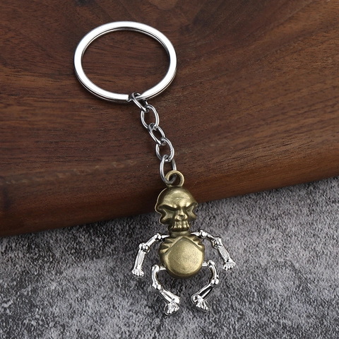 Portachiavi Robot Scheletro Mobile Lega Di Zinco Punk Gotico Teschio Ciondolo Anello Chiave Metallo Vintage