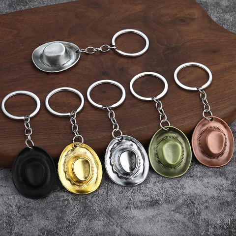 Cowboy Hat Keychain Retro Zinc Alloy Western Style Key Ring Pendant Vintage Metal Ornament For Bag Car Keys