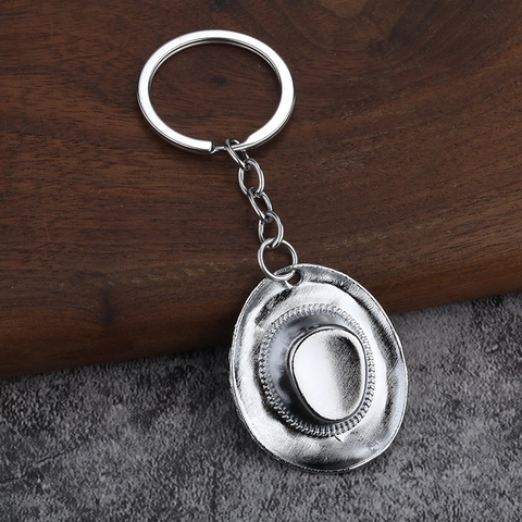 Cowboy Hat Keychain Retro Zinc Alloy Western Style Key Ring Pendant Vintage Metal Ornament For Bag Car Keys
