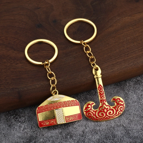 Porte-clés Style Ethnique Traditionnel Alliage Zinc Émail Forme Yourte Pot Souvenir Voyage Culturel Cadeau