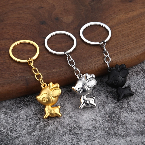Süßer 3D Cartoon Hirsch Schlüsselanhänger Metall Zinklegierung Reh Tasche Anhänger Auto Schlüsselring Dekoration Geschenk