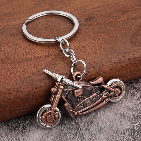 Porte-clés Moto Vintage En Alliage De Zinc Roues Mobiles Réalistes Pendentif Moto Cadeau Pour Motards Style Cruiser