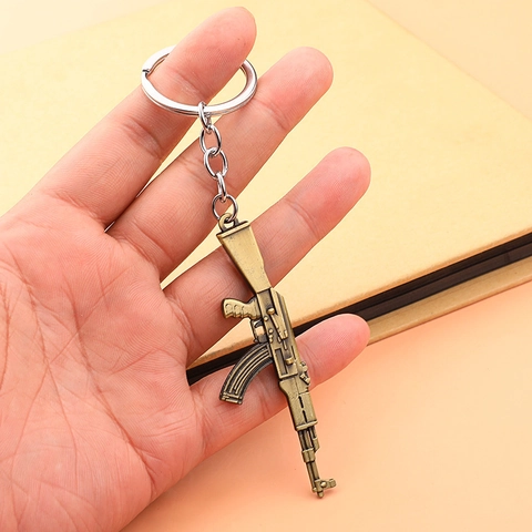Portachiavi A Forma Di Fucile Bronzo Antico Lega Di Zinco Modello Di Arma Retro Pendente Per Fan Di Giochi Regalo Creativo