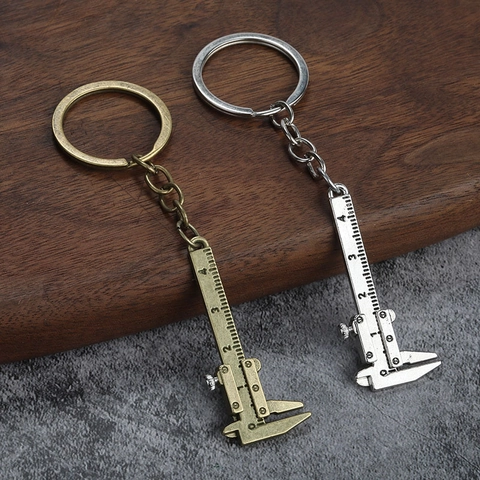 Porte-clés Mini Pied À Coulisse Alliage De Zinc Outil De Mesure Règle Portable Ornement Style Industriel Vintage Pour Cadeau