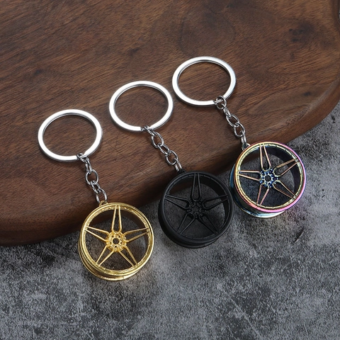 Porte-clés Jante De Voiture Alliage De Zinc Pendentif Moyeu De Roue Style Industriel Cadeau Passionné Automobile Anneau De Clé