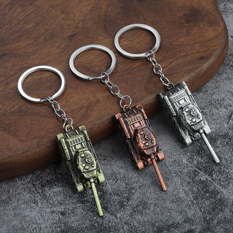 Portachiavi Modello Carro Armato in Metallo Solido Vintage Lega di Zinco Anello Chiave Auto Souvenir Militare Stile T34 Regalo Uomo