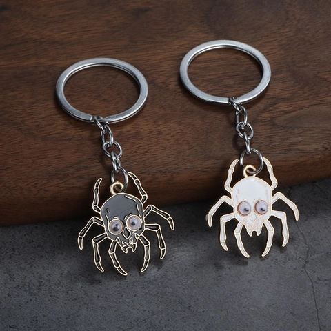 Spinne Totenkopf Schlüsselanhänger Zinklegierung Wackelaugen Halloween Gotik Emaille Rucksack Anhänger
