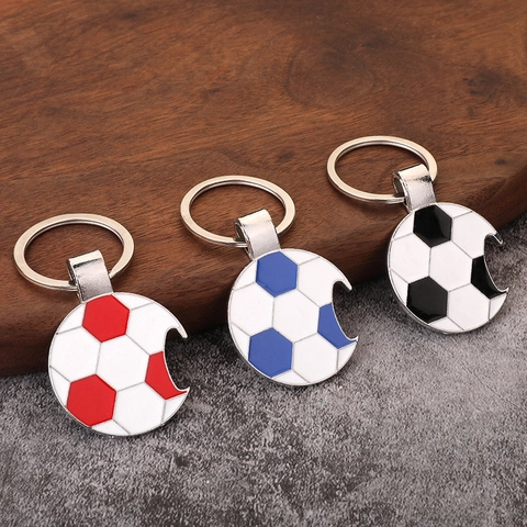 Soccer Ball Keychain Bottle Opener Zinc Alloy Sports Theme Metal Key Ring For Football Fans Car Key Decor Portable Gift