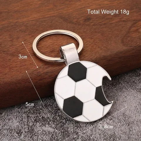 Soccer Ball Keychain Bottle Opener Zinc Alloy Sports Theme Metal Key Ring For Football Fans Car Key Decor Portable Gift