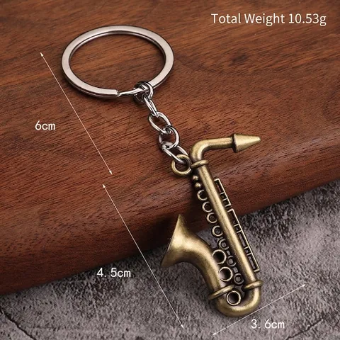 Llavero De Instrumento Musical Vintage Aleación De Zinc Saxofón Trompeta Forma De Cuerno Colgante Metal Retro Música