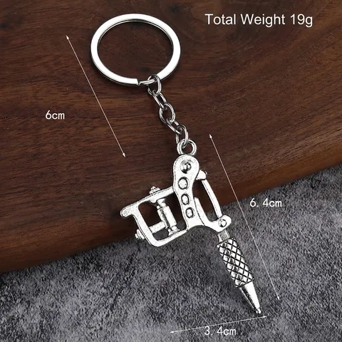Mini Tattoo Maschine Schlüsselanhänger Zinklegierung Kreative Retro Silber Mechanische Anhänger Für Rucksack Auto Schlüssel