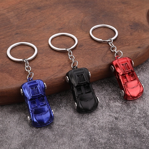 Sportwagen Modell Schlüsselanhänger Zinklegierung Metall 3D Miniatur Rennwagen Schlüsselring Auto Geschenk