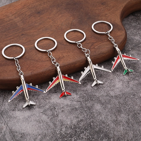 Portachiavi Aereo Lega Di Zinco Metallo Mini Modello Aereo Passeggeri Souvenir Aviazione Viaggio Regalo