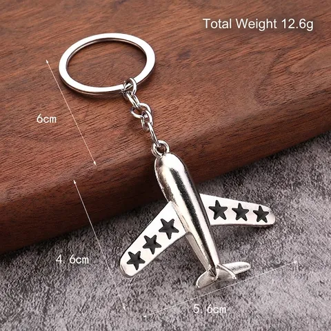 Airplane Keychain Zinc Alloy Fighter Jet Model Aviation Souvenir Key Ring With Star Pattern Creative Gift
