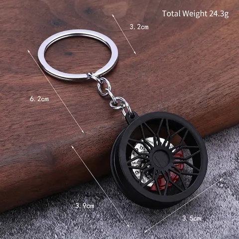 Zinklegierung Auto Felge Schlüsselanhänger Simulation Bremsscheibe Roter Bremssattel Schlüsselanhänger Für Modifikation Cooles Geschenk