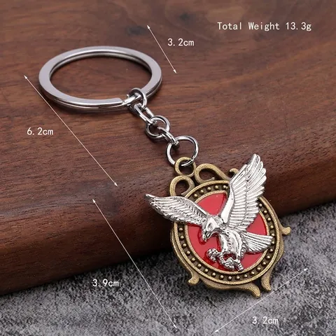 Portachiavi Con Ciondolo Aquila Lega Di Zinco Smalto Hip Hop Retro Distintivo Rotondo Anello Chiave