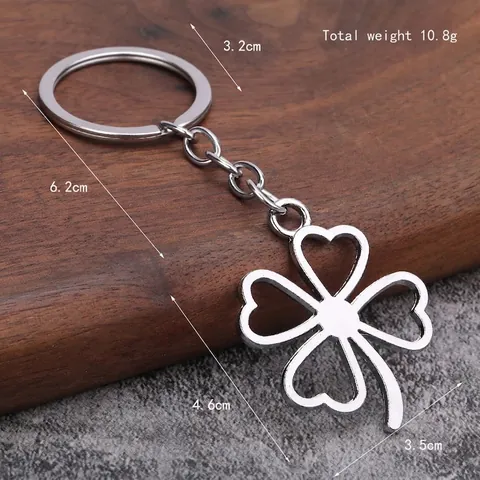 Portachiavi Quadrifoglio Portafortuna Lega Di Zinco Vuoto Forma Di Cuore Anello Chiave Ciondolo Borsa Ornamento