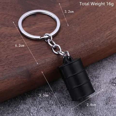 Porte-clés Mini Baril d'Huile 3D en Alliage de Zinc Métal Style Industriel Cadeau Promotionnel Pendentif de Sac Homme Femme