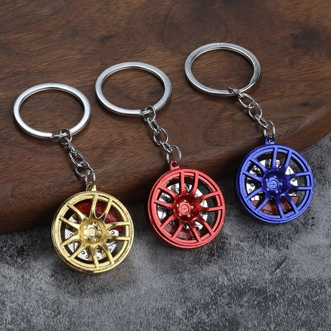 Auto Felgen Schlüsselanhänger Zinklegierung Metall 3D Miniatur Felge Bremsscheibe Bremssattel Anhänger Sportlich Cool Charm