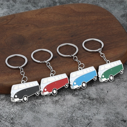 Metall Mini Bus Schlüsselanhänger Retro Emaille Van Auto Anhänger Für Schlüsselbund Taschen Dekoration Lustiges Geschenk