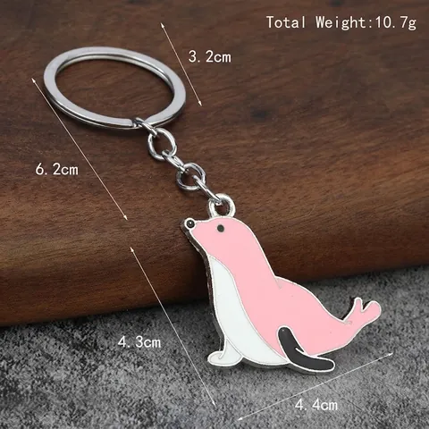 Portachiavi Leone Marino Cartone Animato Carino Lega Di Zinco Smalto Animale Marino Foca Ciondolo Per Borse Zaini Regalo