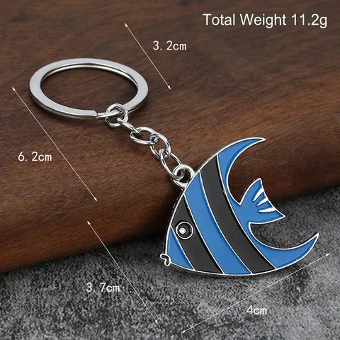 Engel Tropische Vis Sleutelhanger Zinklegering Emaille Gekleurde Strepen Zeedier Decoratieve Tas Hanger