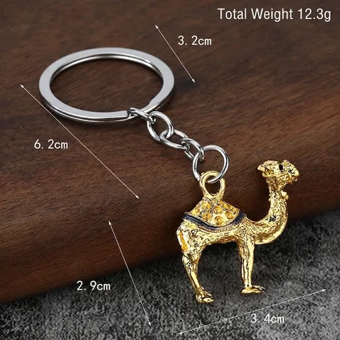 Camel Keychain Zinc Alloy Enamel Rhinestone Exotic Desert Style Animal Key Ring For Bag Backpack Travel Souvenir Gift