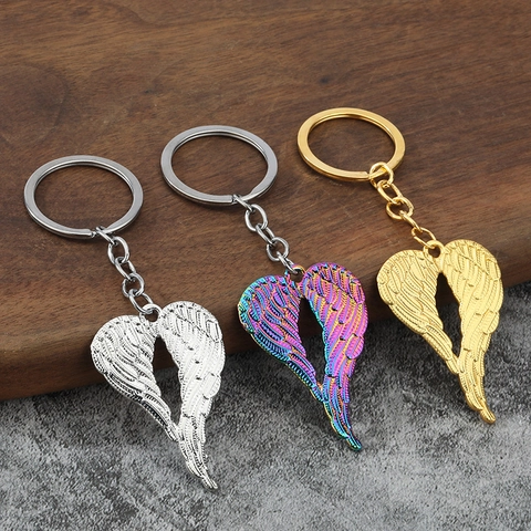 Heart Angel Wing Keychain Zinc Alloy Metal Pendant Key Ring Elegant Vintage Jewelry Accessory Gift