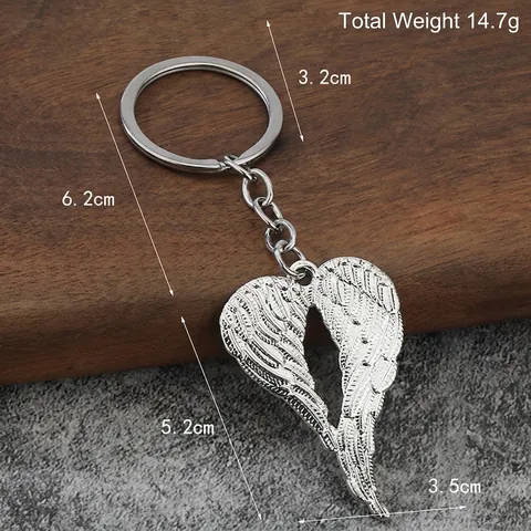 Heart Angel Wing Keychain Zinc Alloy Metal Pendant Key Ring Elegant Vintage Jewelry Accessory Gift