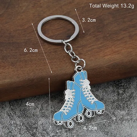 Roller Skate Keychain Zinc Alloy Enamel Retro Quad Skate Key Ring Fashion Bag Pendant Decorative Accessory For Kids Friends