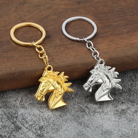 Llavero De Cabeza De Caballo 3D Aleación De Zinc Relieve Colgante Animal Adorno De Bolso Accesorio Moderno Simple Regalo Para Hombres Mujeres