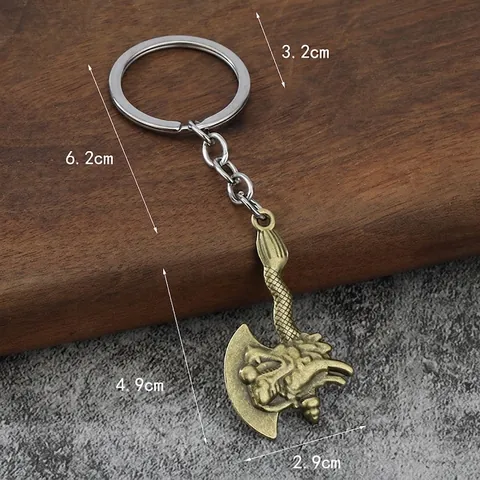 Retro Drachen Streitaxt Schlüsselanhänger Zinklegierung Metall Geschnitzter Taschenanhänger Vintage Fantasie Dekor
