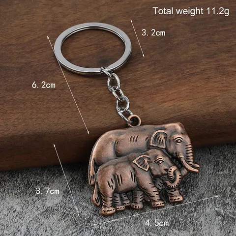 Portachiavi Elefante Madre E Figlio Lega Di Zinco Rilievo 3D Vintage Ciondolo Animale Anello Chiave Regalo