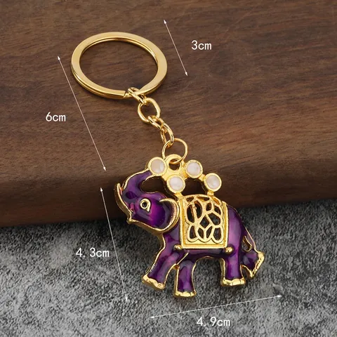 Portachiavi Elefante Smaltato Lega Di Zinco Metallo Auto Anello Chiave Design Traforato Strass Borsa Ciondolo Animale