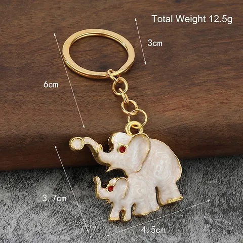 Portachiavi Elefante Madre E Figlio Lega Di Zinco Smalto Goccia D'Olio Ciondolo Occhio Di Strass Anello Per Auto Regalo