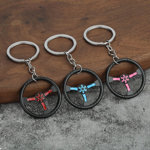 Portachiavi Volante Auto Lega Di Zinco Mini Stile Racing Creativo Ciondolo Regalo
