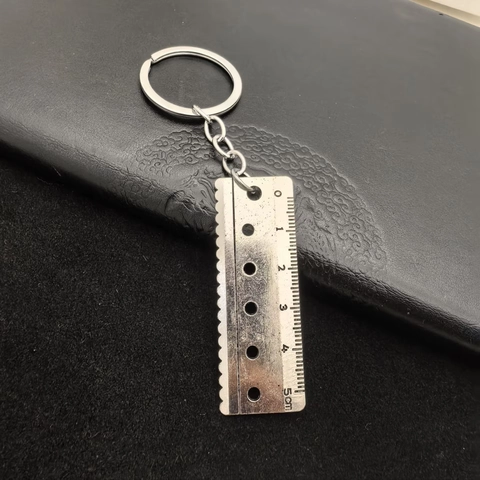 Mini Ruler Keychain Zinc Alloy Portable Measuring Tool Vintage Industrial Style Diameter Gauge Multipurpose