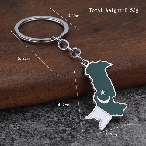 Pakistan Map Keychain Zinc Alloy Enamel Flag Star Crescent National Map Shape Key Ring Accessory Men Women