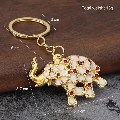 Elephant Keychain Zinc Alloy Enamel Rhinestone Lucky Animal Charm Pendant Bag Accessories Gift