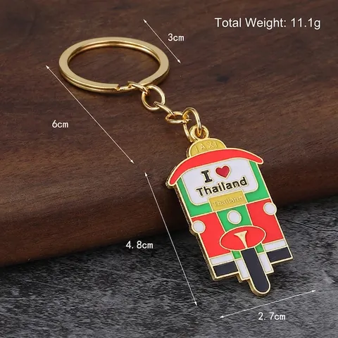 Porte-clés Thaïlande Tuk Tuk Souvenir Émail Alliage De Zinc Forme Taxi Moto Anneau Clé
