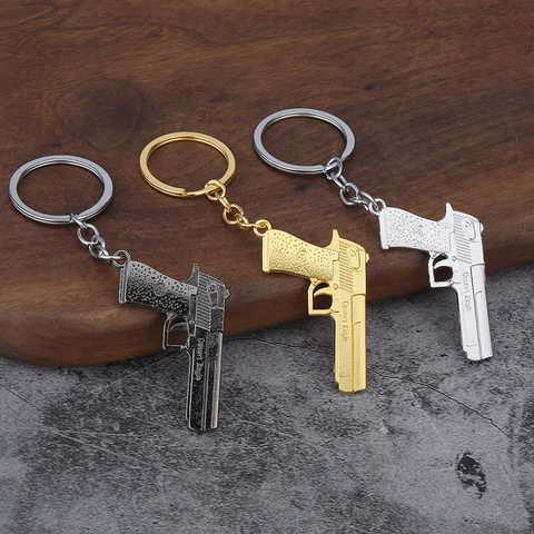 Mini Handfeuerwaffen Modell Schlüsselanhänger Zinklegierung Realistische Simulation Pistole Anhänger Neuheit Auto Schlüsselring