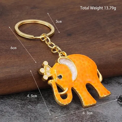 Elefant Schlüsselanhänger Zinklegierung Emaille Krone Süßes Tier Anhänger Auto Schlüsselring Halter Ornament Geschenk