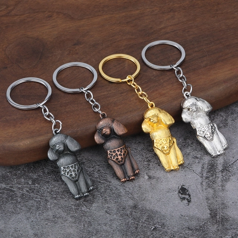 Pudel Hund Schlüsselanhänger Zinklegierung Kreativ Antik Tier Schlüsselring Retro Tasche Anhänger Geschenk